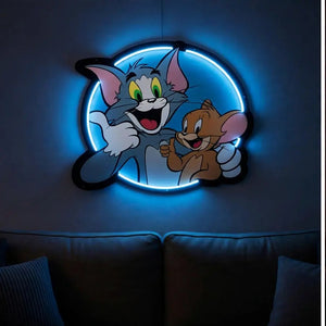 Cat & Mouse Cartoon UV Printed Neon Sign – LED Wall Art Light
